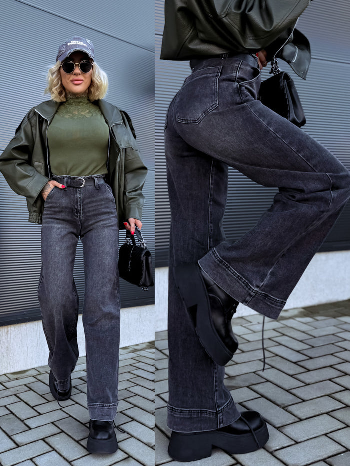 Džinsai "GREY CHARCOAL" T6358-8 + diržas