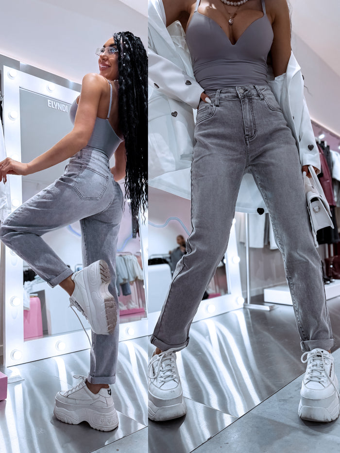GREY mom fit denim pants HM306-6 "SMOKE" PRE-ORDER
