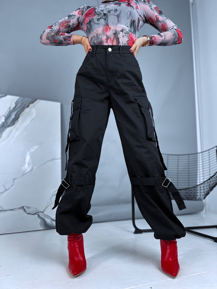 "CARGO VIBES" pants K609 - BLACK 