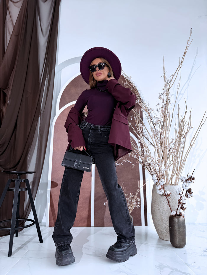 PLAIN bodysuit with high neck H73 – aubergine purple PRE-ORDER