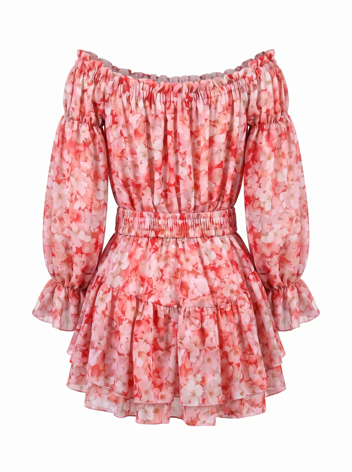 "FASHION CITY" shorts suit + belt - pink floral