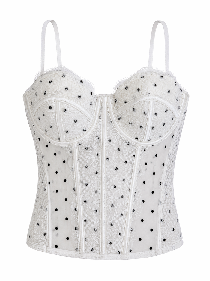 Corset "DOTTED LACE B08" - WHITE