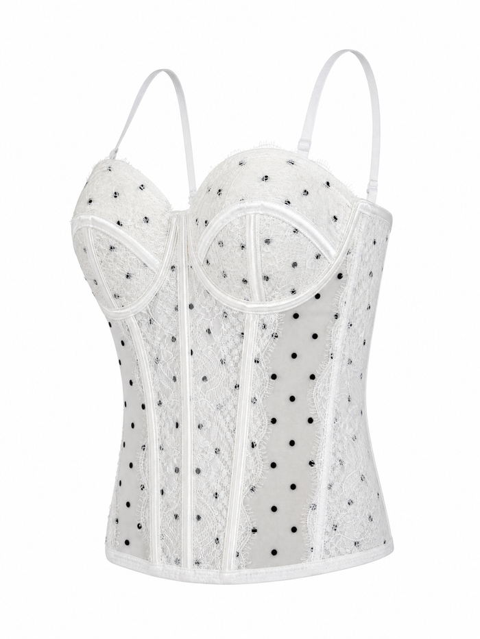 Corset "DOTTED LACE B08" - WHITE