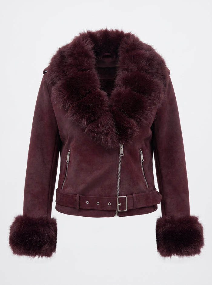 Jacket with faux fur trim "FROSTINE" FL72 – BURGUNDY PRE-ORDER
